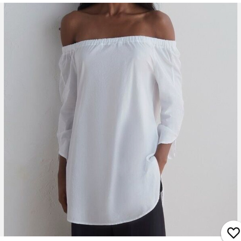 European Culture Off The Shoulder White Tunic